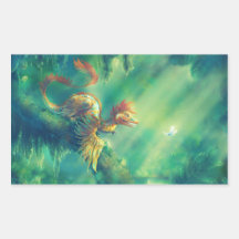 Feathered Dinosaur Microraptor Rectangular Sticker