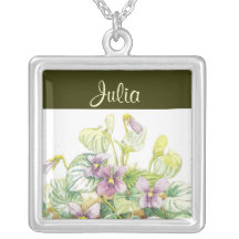 FEBRUARY Birth Flower - Violets Necklace