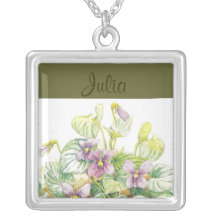 FEBRUARY Birth Flower - Violets Necklace
