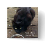 "Feed a Feral, Save a Life" feral cat button