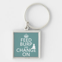 Feed Burp and Change On (baby) (any colour) Keychains