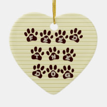 Feed the Dog Paw Print  2 Sided Door Hanger Christmas Ornaments