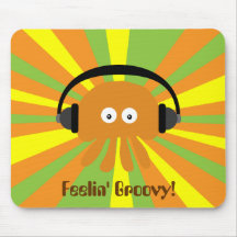 Feelin' Groovy Retro Jellyfish DJ Psychedelic Mousepads