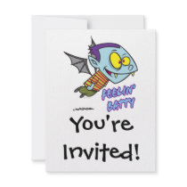 feeling batty funny vampire kid toon invitations