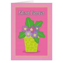Felices Pascuas Purple Violet Easter Greeting Card