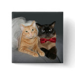 Feline bride and groom buttons