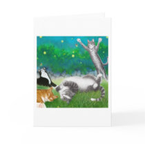 Feline Fun with Fireflies Card