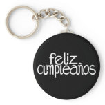Feliz Cumpleaños white Keychain