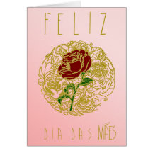 Feliz Dia Das Mães - Rosa Vermelha Cartão