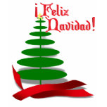 Feliz Navidad - Christmas Tree with Red Ribbon t-shirts