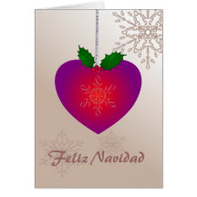 Feliz Navidad, Love heart shape n snowflakes Card
