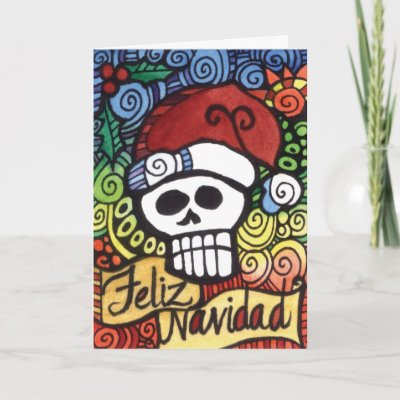 Feliz Navidad Mexican Sugar Skull Santa by lunagraphica