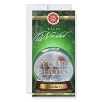 Feliz Navidad Snow Globe Personalised Photo Card