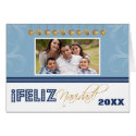 Feliz Navidad Spanish Family Holiday Card (blue)