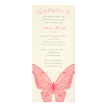 Felt Off-White & Pink Butterfly Quinceanera Invita Personalized Announcement