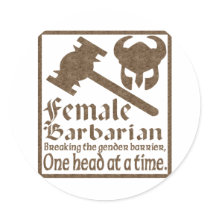 Female Barbarian Round Stickers
