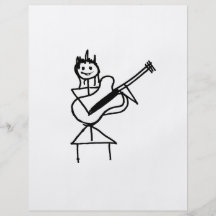 female bass guitar stick figure black and white custom flyer