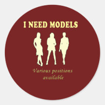 Female bikini models round stickers