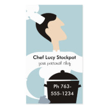 Female chef cooking stock pot culinary business... business card templates