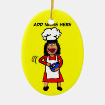 Female Cooking Cartoon Christmas Ornaments