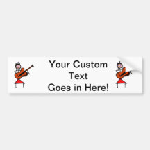 female guitar stick figure brown gtr blue eyes red bumper sticker