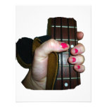 Female hand holding four string bass neck announcement