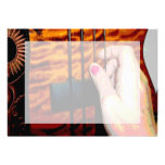 female hand pulling bass string 1 posterised announcement