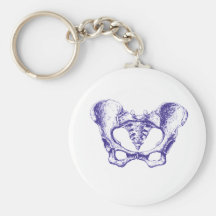 Female Pelvis Blue Key Chains