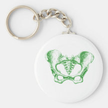 Female Pelvis Green Keychain