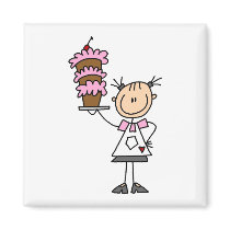 Female Stick Figure Baker Tshirts and Gifts Fridge Magnet