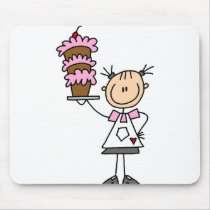 Female Stick Figure Baker Tshirts and Gifts Mouse Pads
