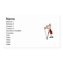 Female Stick Figure Golfer Business Card Template