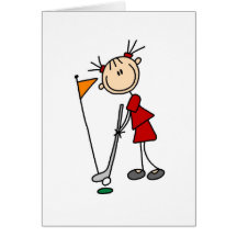 Female Stick Figure Golfer Card