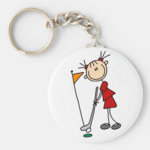 Female Stick Figure Golfer Keychain