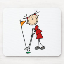 Female Stick Figure Golfer Mouse Pads
