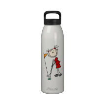 Female Stick Figure Golfer Reusable Water Bottle