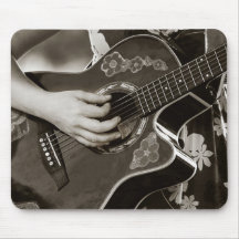 Female with acoustic  Guitar hand and hip view Mousepad