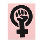 Feminist Girl Power Symbol with Pink Background postcards