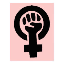 Feminist Girl Power Symbol with Pink Background Post Cards