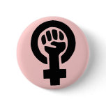 Feminist Symbol with Pink Background buttons