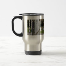 Fence at a cemetery coffee mugs
