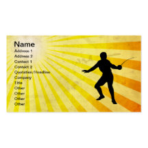 Fencer; Fencing; yellow Business Card