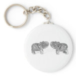 Feng Shui Double Elephant - B&W keychains