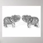 Feng Shui Double Elephant - B&W posters