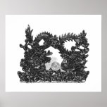 Feng Shui Dragon & Phoenix - B&W posters