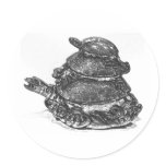 Feng Shui Triple Turtle - B&W stickers