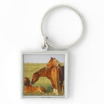 Feral Horse Equus caballus) adult smelling Keychain