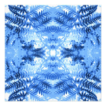 Fern Leaves, Design in Blue and White. Custom Announcement
