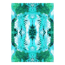 Fern Pattern in Turquoise and Green. Personalized Invitation