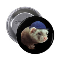 Ferret Wearing Hat Button